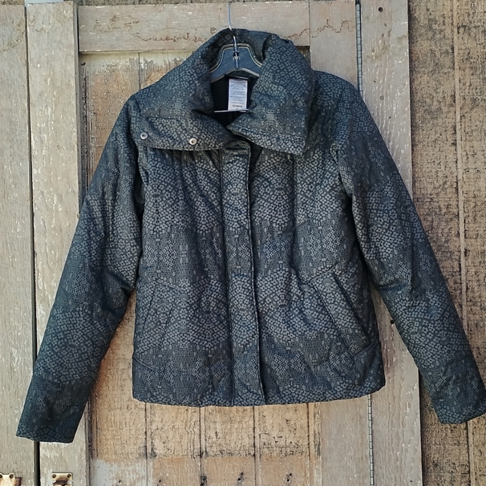 Patagonia gray printed quilted puffer winter coat women's small